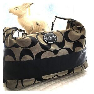 Coach signature Black and Tan hobo bag.
